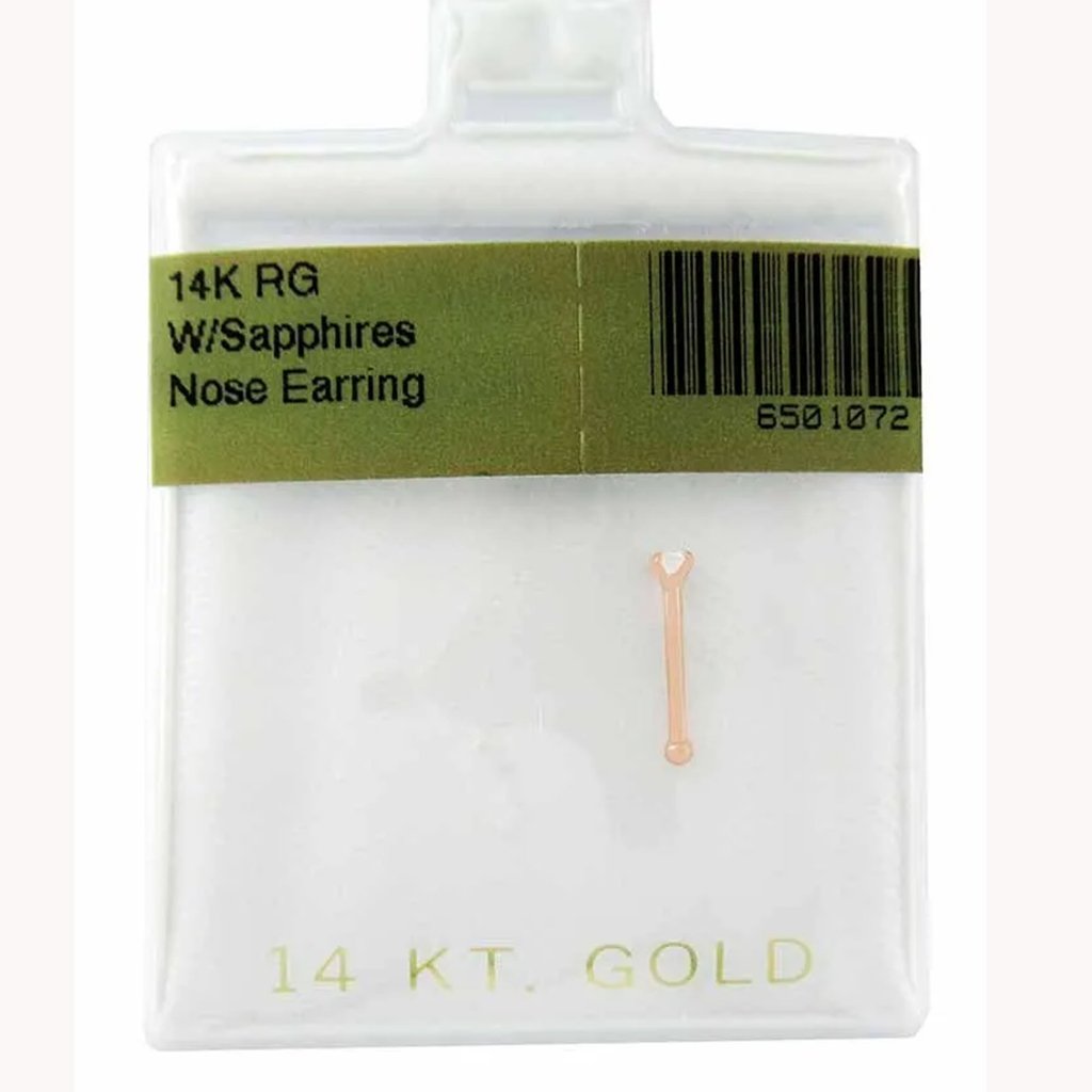 Lab Created White Sapphire Nose Earring 14k Rose Gold